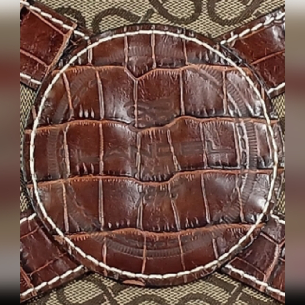 Lancel Canvas Monogram / leather brown crocodile bucket handbag - Picture 13 of 13